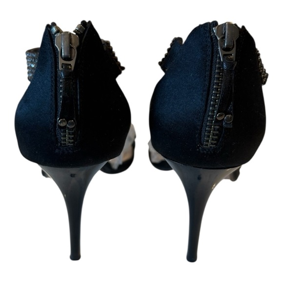 Glint Neiman Marcus Black Rhinestone Back Zipper 4” Heels Size 8.5 Occasion heel - Picture 8 of 10